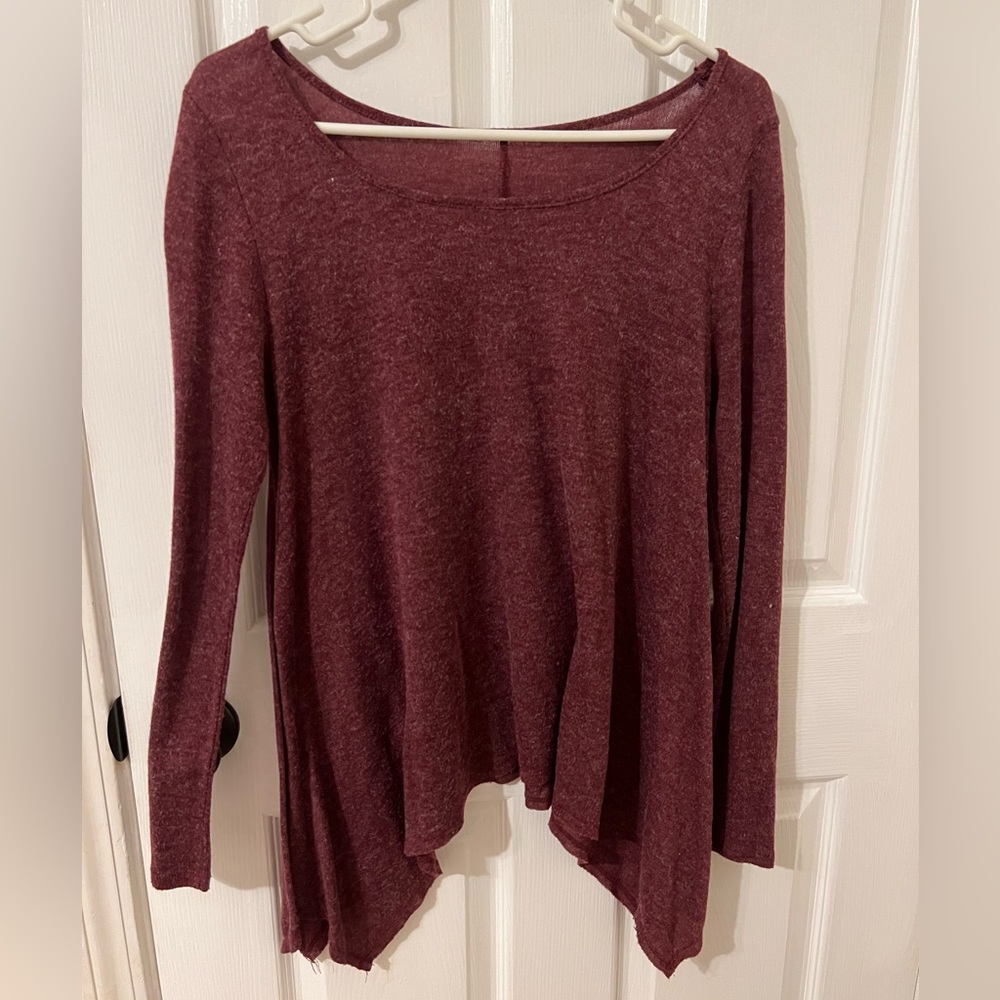 Maroon High Low Long Sleeve